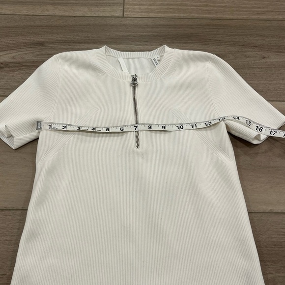 Helmut Lang Ribbed Knit Short Sleeve Quarter Zip Top size M - Picture 3 of 7